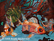Red Chair Green Floor by Roger Bacharach