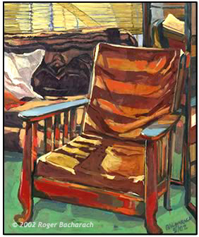 Red Chair Green Floor by Roger Bacharach