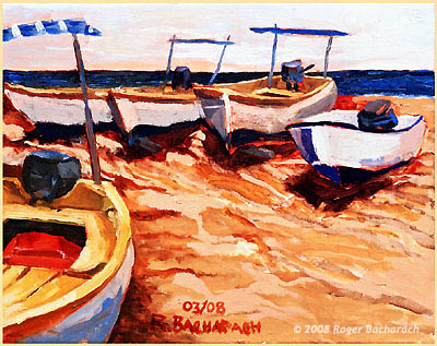 Yellow Boats 1 by Roger Bacharach